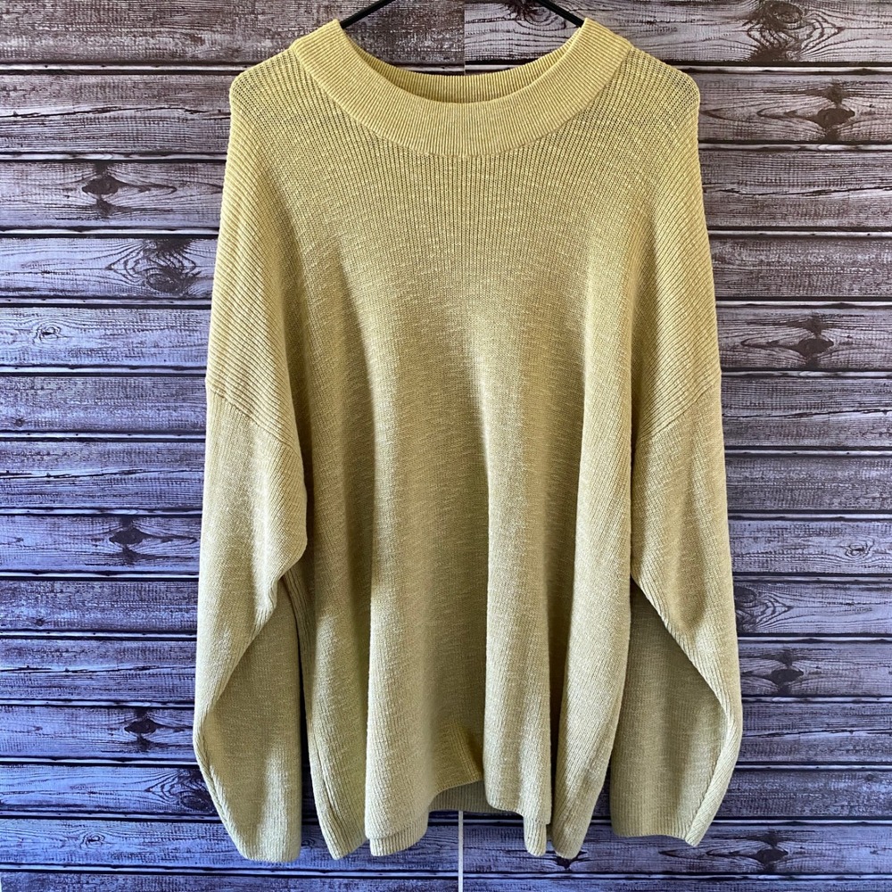 Free People Beach Women's Long-Sleeved Sweater Size M Yellow-Chartreuse Pullover